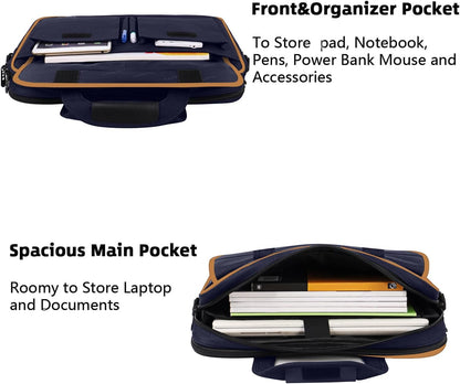 Taygeer Briefcases for Men, Water Resistant Laptop Bag 15.6 Inch for Business, Travel Office Crossbody Carry On Laptop Carrying Case, Messenger Shoulder Bag Fit 15.6 Inch Notebook/Computer, Blue Brown