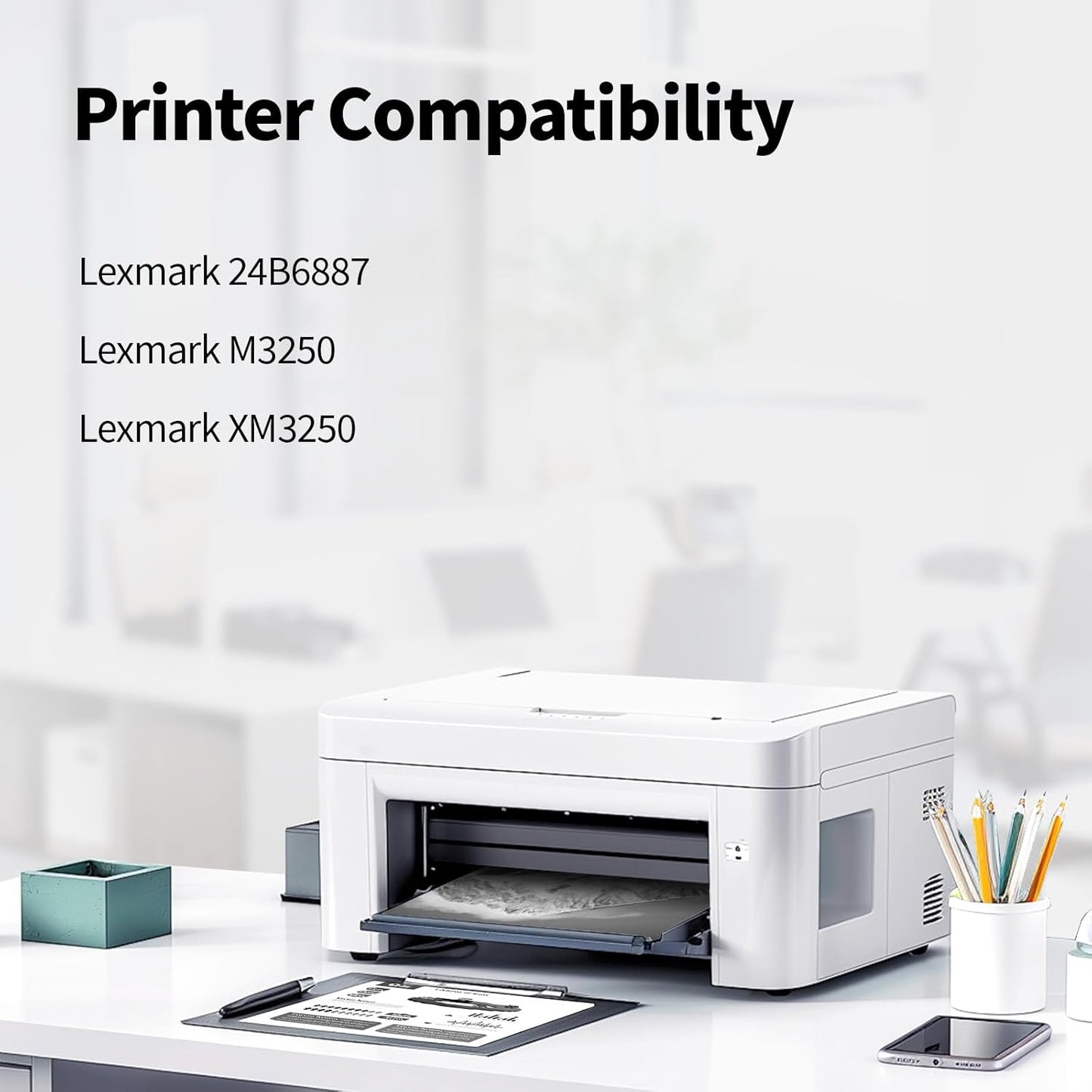 24B6887 M3250 XM3250 Toner Cartridge Black (with Chip) Replacement for Lexmark 24B6887 Toner Cartridges for Lexmark M3250 XM3250 Printer Ink (1 Pack, 21,000 Pages)