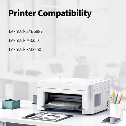 24B6887 M3250 XM3250 Toner Cartridge Black (with Chip) Replacement for Lexmark 24B6887 Toner Cartridges for Lexmark M3250 XM3250 Printer Ink (1 Pack, 21,000 Pages)