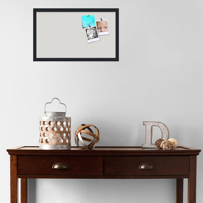 PinPix 24x14 Inch Cork Bulletin Board. This Decorative Framed Pin Board Comes with Light Stone Design and a Satin Black Frame. Ideal for Home Office Decor or Message Board (PinPix-1809)