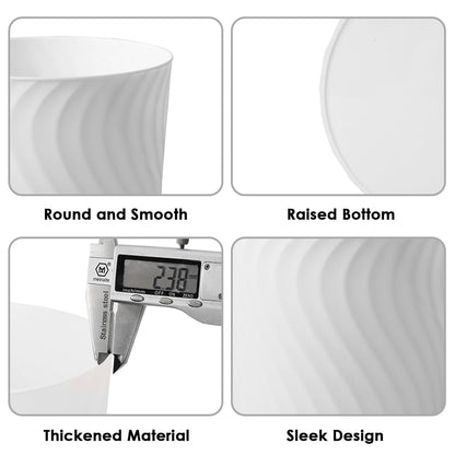 YGJT Small Trash Can, 6 Pack 1.8 Gallons Bathroom Trash Can, Slim Waste Basket, Round Garbage Can, Plastic Trash Bin for Kitchen, Dorm, Bedroom, Office, Living Room, Study, Compact Spaces(White)