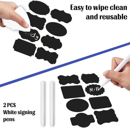Chalkboard Labels 244 PCS, Waterproof Reusable Blackboard Stickers with 2 Chalk Marker, Erasable Handwritten Stickers or Food Containers, Mason Jars, Pantry, Bottles Storage Bins (244 PCS)