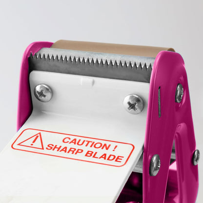 Heavy Duty Metal Frame Tape Gun - 3" Core with Special Ergonomic Handle - Packing Tape Dispenser with Premium Tempered Steel Blade for 2" Tape Rolls