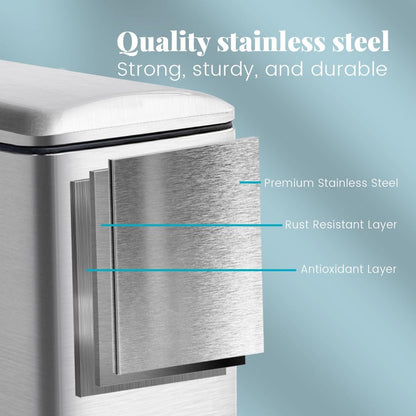 8 Gallon Trash Can, Stainless Steel Kitchen Trash Can with Removal Inner Bucket and Soft-Close Lid, Step on Trash can 30 Liters, Durable Metal Garbage Can for Home, Bathroom, Office