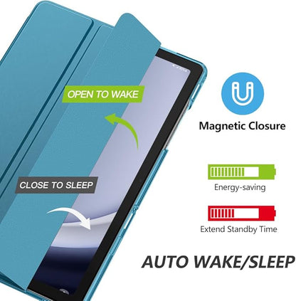 MoKo Case for Galaxy Tab A9+/A9 Plus 11 inch 2023, Slim Stand Protective Smart Cover with Hard PC Translucent Back Shell for Tab A9 Plus Tablet (SM-X210/X216/X218), Auto Wake/Sleep, French Blue