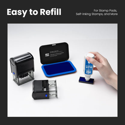 Premium Stamp Ink, Quick-Drying & AP-Certified Non-Toxic Refill Ink for Self-Inking Stamps, Date Stamps and Stamp Pads (Blue, 2oz)