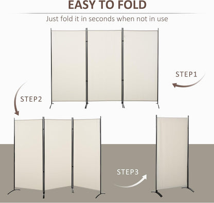 NicBex Room Divider 3 Panel Room Dividers with Fabric Panels Partition Room Dividers and Folding Privacy Screens 6FT Wall Divider for Home, Office, Room Separation,99.5"W x 19.75"D x 71.75"H, White