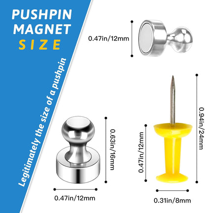 20Pack Magnets for Whiteboard Strong Fridge Magnets Silver Push Pin Refrigerator Locker Magnets for School and Home