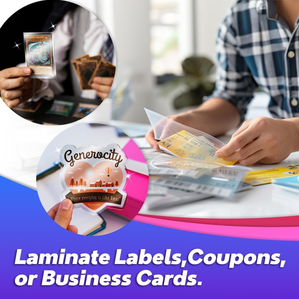 Self Adhesive Laminating Sheets 12.3x17.1 inches, 20 Pack, 4mil Thickness, No Heat or Machine Needed, Waterproof, Self Sealing, Easy Peel and Stick, Heavy Duty Clear Glossy Finish, by VIOLETTO