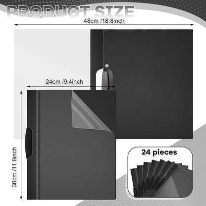 Teling 24 Pcs Clear Report Covers with Sliding Bar and Clip Presentation Folders Resume Folders for Classroom Business Files Document School Office, 9.4 x 11.8 Inches(Black)