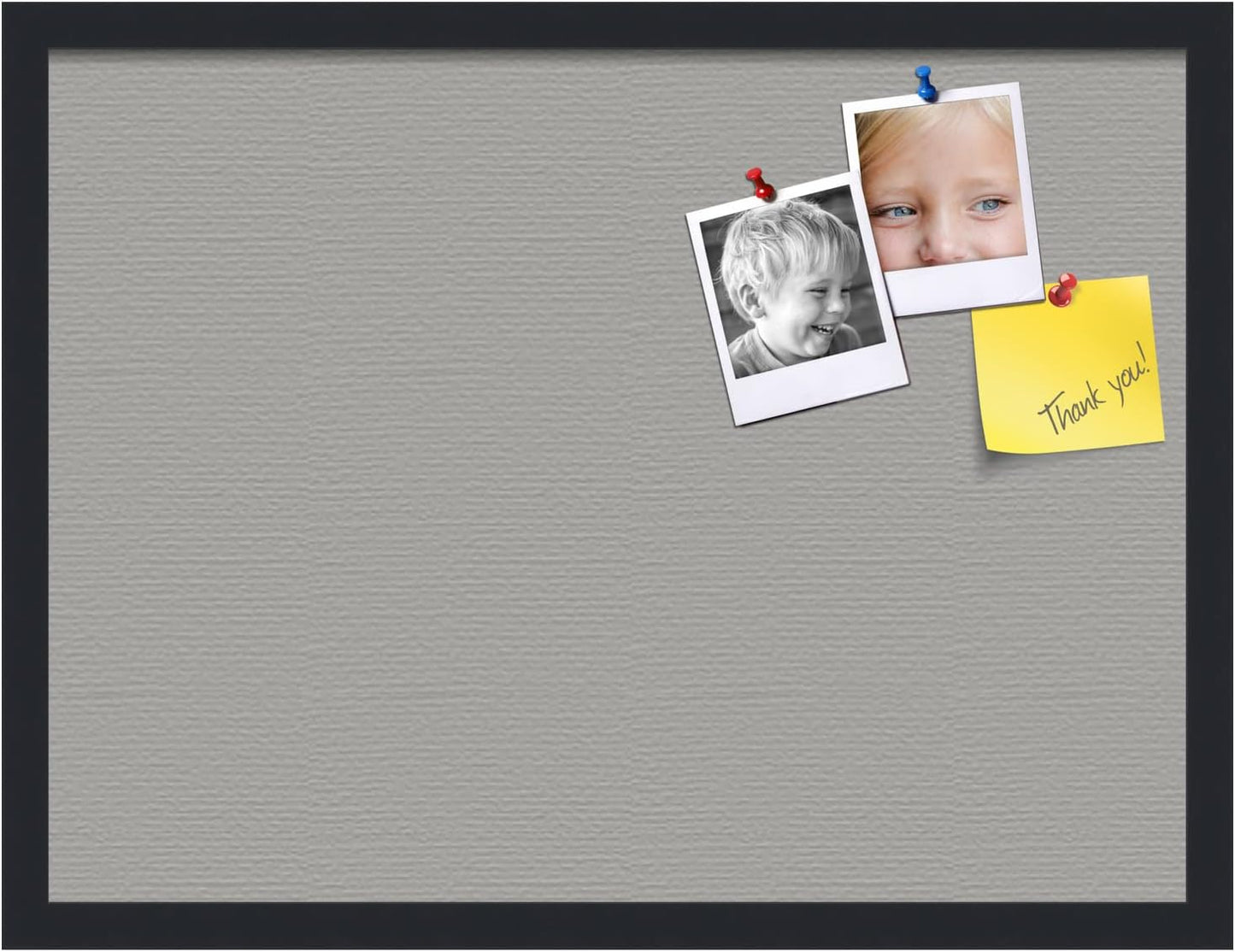 PinPix 24x18 Inch Cork Bulletin Board. This Decorative Framed Pin Board Comes with Dark Stone Design and a Satin Black Frame. Ideal for Home Office Decor or Message Board (PinPix-1808)