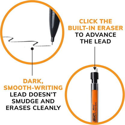 BIC Mechanical Pencils 0.7mm & 0.5mm, #2 EXTRA SMOOTH with Various Color Barrels - Two Assorted Sizes, 80 Pack