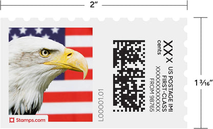 Bald Eagle NetStamps 120-Pack (5 Sheets) Printable Postage Labels (Stamps.com Subscription Required) - Print Approved Postage - Inkjet & Laser Printers - Business, Personal, Home