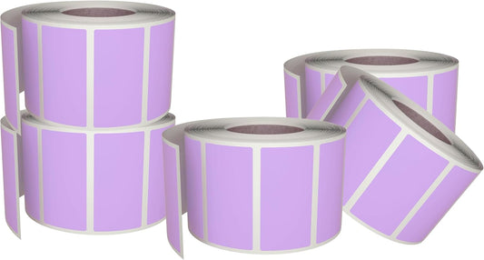 Small Color-Coding Label Roll 40mm x 19mm, 5 Rolls- 2500-Pack, Rectangular Labels Paper Sheets Bulk 1.57in x 0.75 in (Pastel Purple) by Royal Green