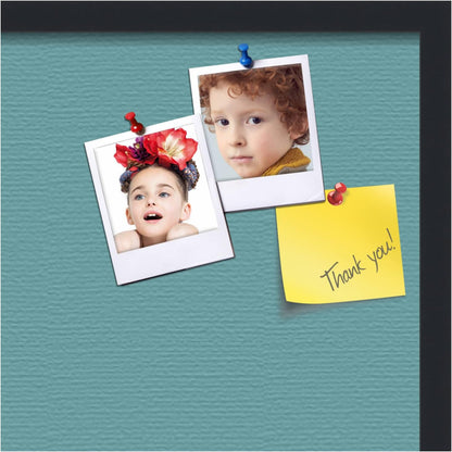 PinPix 24x24 Inch Cork Bulletin Board. This Decorative Framed Pin Board Comes with Aqua Pastel Design and a Satin Black Frame. Ideal for Home Office Decor or Message Board (PinPix-1806)