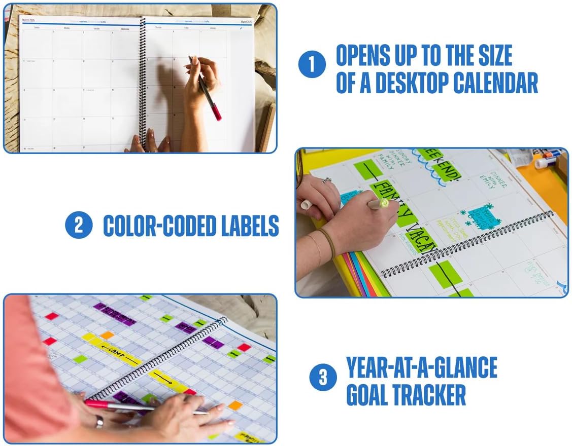 The Big Class Academic Planner 2025-2026 – Large & Portable 11x14 Foldable Design – Dry-Erase, Marker Included – 48 Pages with Note Sections & Labels, for Students, Teachers, Parents