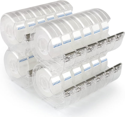 24 Pcs Transparent Tape with Dispenser, 0.7 in x 1000 in Clear Tapes and Refillable Dispensers, Office Tape Rolls with Dispenser Bulk for Craft Jobs, Gift Wrapping, Repairing, Home and School