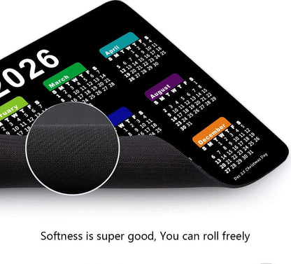 2026 Calendar Mouse Pad with Holidays, Computer Mousepad with Non-Slip Rubber Base, Mouse Pads for Computers Laptop Mouse 9.6 x 7.9 inch(Black)