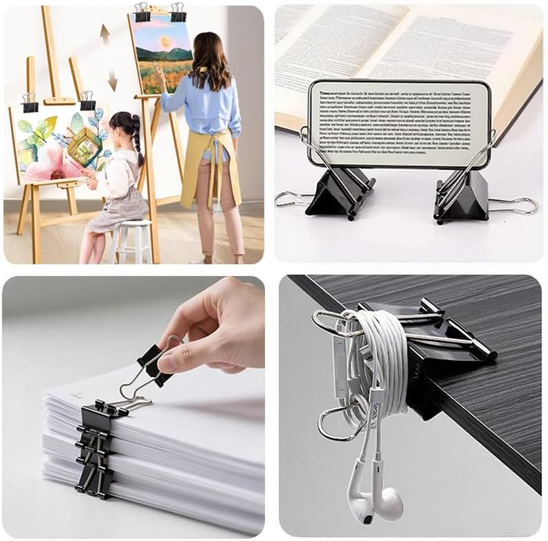 200PCS Binder Clips Paper Clamps Assorted Sizes (Black), Jumbo, Large, Medium, Small, Mini and Micro,6 Sizes with Box for Office, School and Home