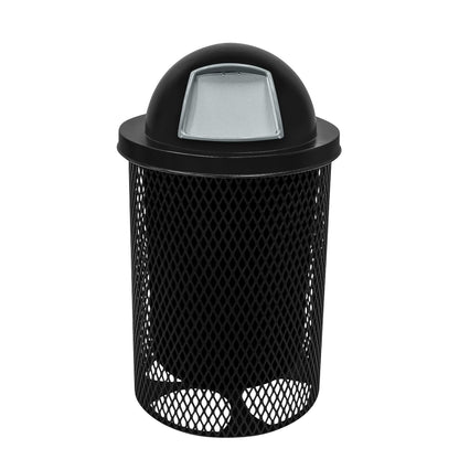 RDT-TXTBLK Heavy Duty 32 Gallon Round Trash Receptacle, Liner Included, Textured Black with Black Steel Dome Top, Made in America