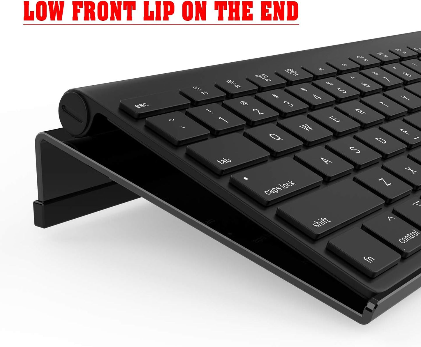 Mini Computer Keyboard Stand-11.8'' x 5.1''-Small Computer Keyboard Tray Acrylic Keyboard Holder for 78 Keys Universal Compact Keyboard, with Black Silicone Strip, Black