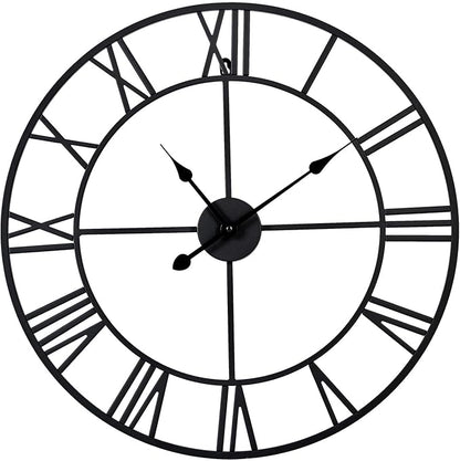 Large Wall Clock for Living Room Decor – 32 Inch Silent Non-Ticking Modern Farmhouse Wall Clock, Oversized Decorative Metal Roman Numeral Clock