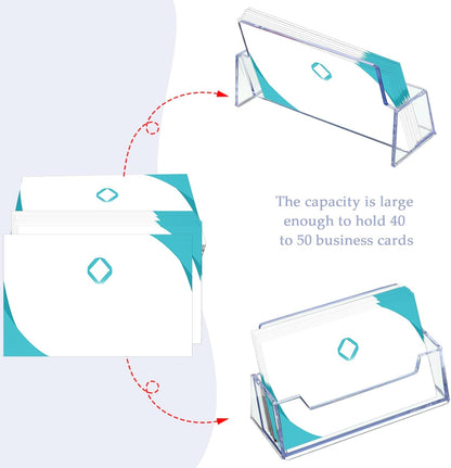 Thenshop 64 Pack Business Card Holder Desktop Business Card Stand Acrylic Holder Stand Clear Postcard Display for Home Office Desk Table(Standard Style)