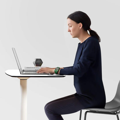 Mobile Standing Desk,Pneumatic Height Adjustable Laptop Desk, Mobile Laptop Desk with Wheels, Height Adjustable from 29.5'' to 47'',White