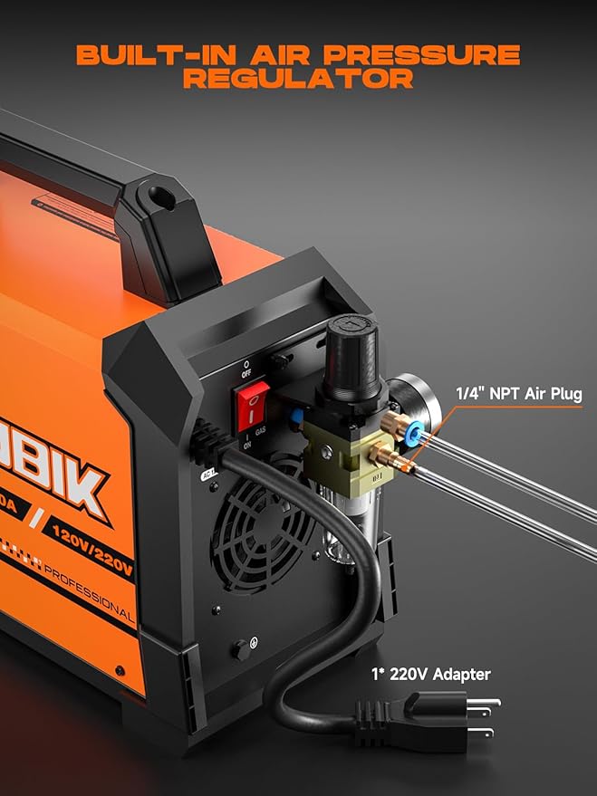 Plasma Cutte 50 Amp, Plasma Cutter Machine 110/220V Dual Voltage 3/4" Max Cutting, 1/2'' Clean Cut, Non-High Frequency Non-Touch Pilot Arc, Large LCD Digital Dispaly, 2T/4T Plasma Cutting Machine
