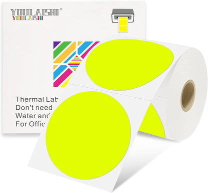 3 X 3 Inch Color Coding Dot Labels Circle Thermal Printable Waterproof 500 Pcs Round Stickers Adhesive Writable for Office, Home, Garage, DIY Sticker, Barcodes, Name Tag, Fluorescent Yellow