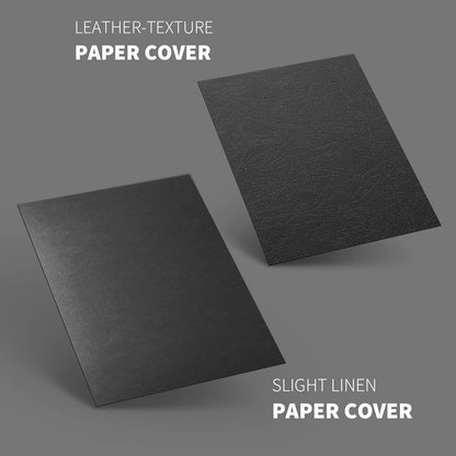 Binditek 100 Pack 13 Mil Slight Linen-Texture Paper Binding Presentation Covers, 90lb, for Business Documents, School Projects, 8-1/2 x 11", Un-Punched, Black