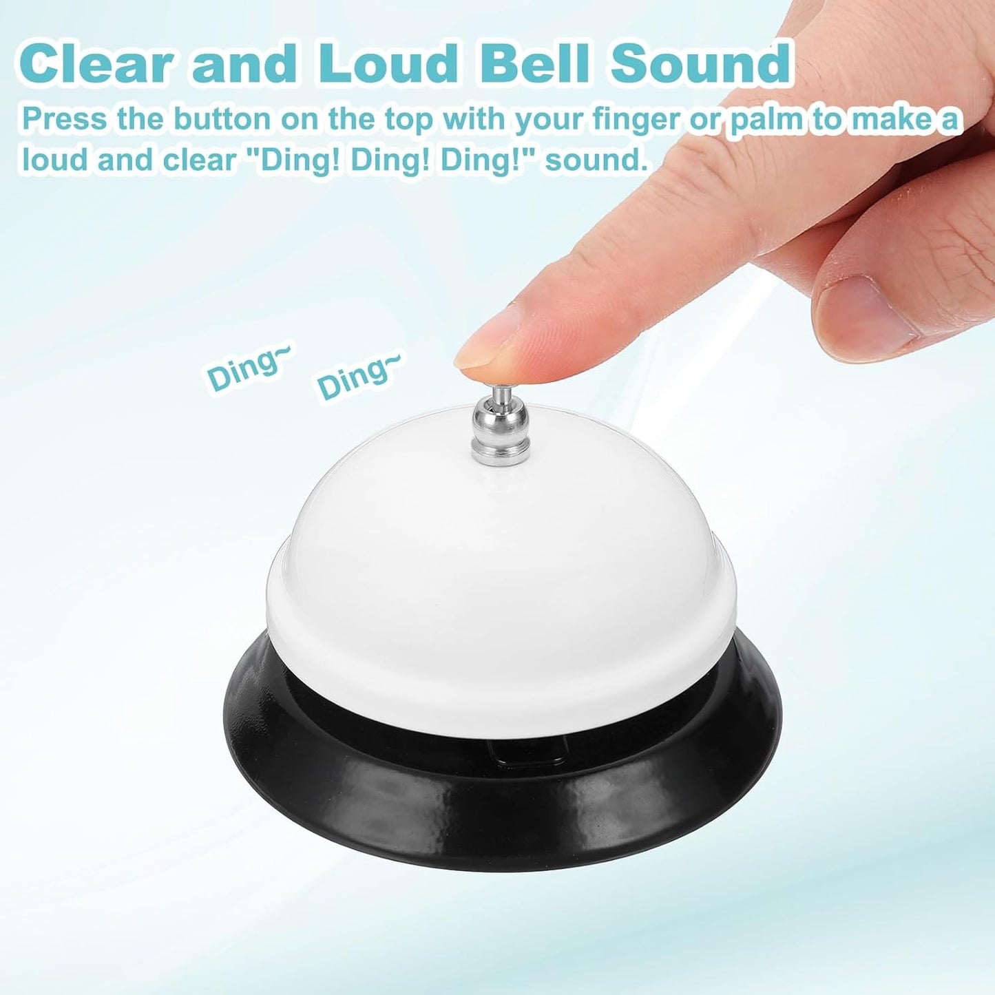 uxcell 2Pcs Desk Service Call Bell, 3.35 Inch Metal Dinner Service Bell Ring for Hotel Restaurant Reception Area and Wedding Party Events, White