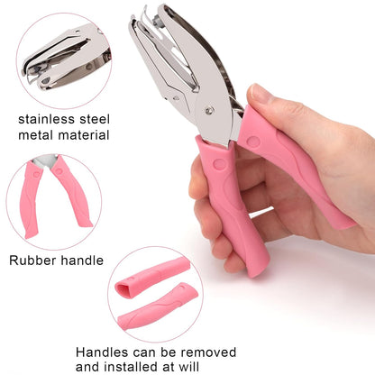 2 Pack Handheld Hole Paper Punch Kit,Single Hole Punch, Heart and Star Hole Punch