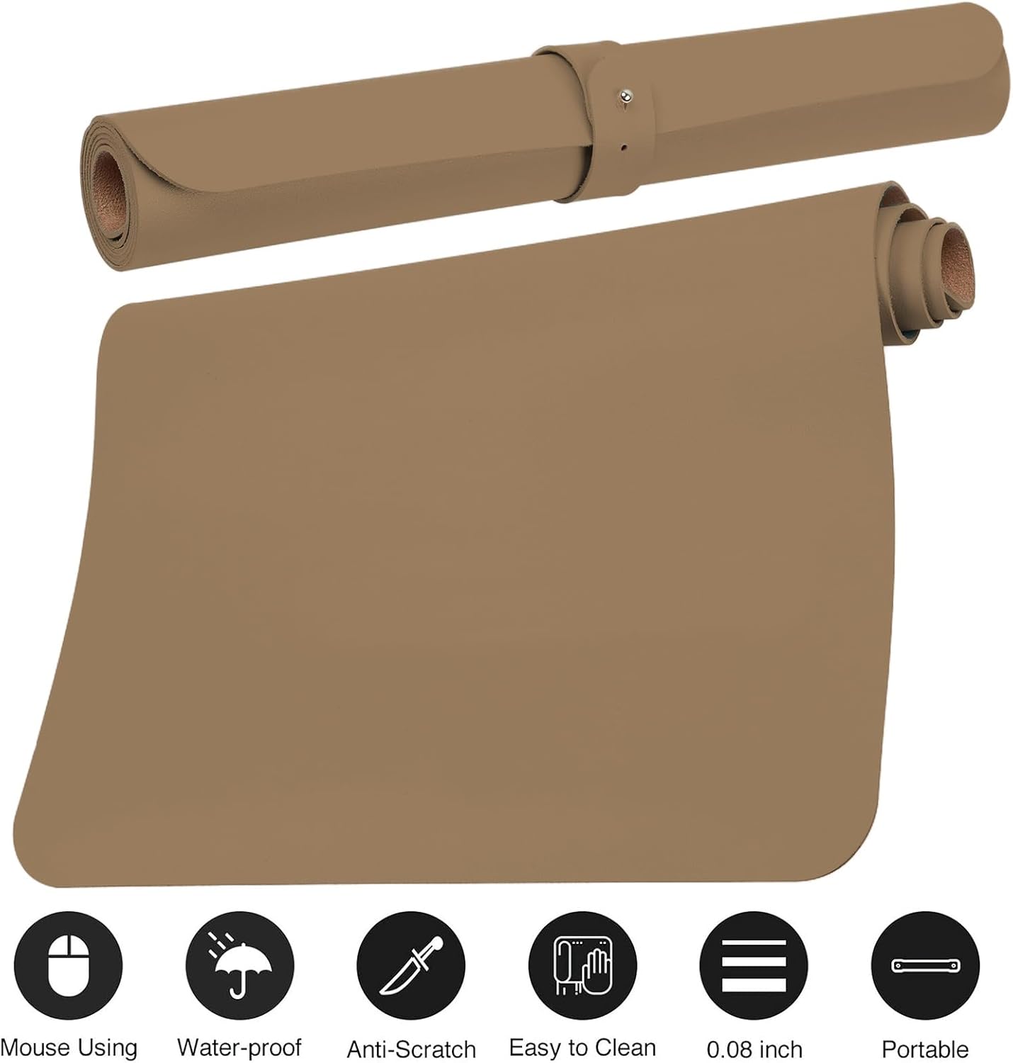 Boutilon Leather Desk Pad Protector,Non-Slip Mouse Pad,Laptop Desk Pad,Office Mouse Mat,Waterproof Leather Desk Blotter,Desk Writing Pad for Office and Home (L-Dark Apricot,35"x 17")