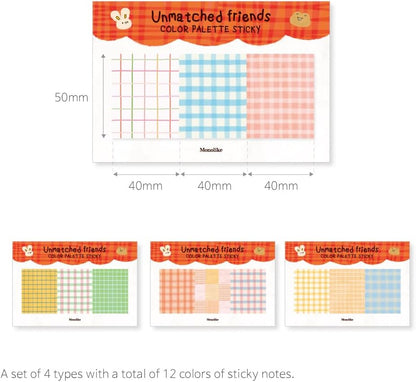 Monolike Color Palette Sticky Unmatched Friends A Set 4p - Self-Adhesive Memo Pad 30 Sheets