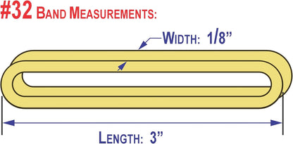 3" x 1/8'' - Size #32 - Rubber Band Depot - Everyday Rubber Bands, Business Bands - Approximately 90 Per Bag - 1/8 Pound Bag