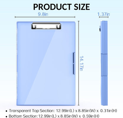 Sooez Clipboard with Storage, Heavy Duty Cleaview Clip Boards 8.5x11 with Dual Storage, Dry Erase Plastic Nursing Clipboard, High Capacity Clipboards Folder for Teacher Nurse, School & Office Supplies