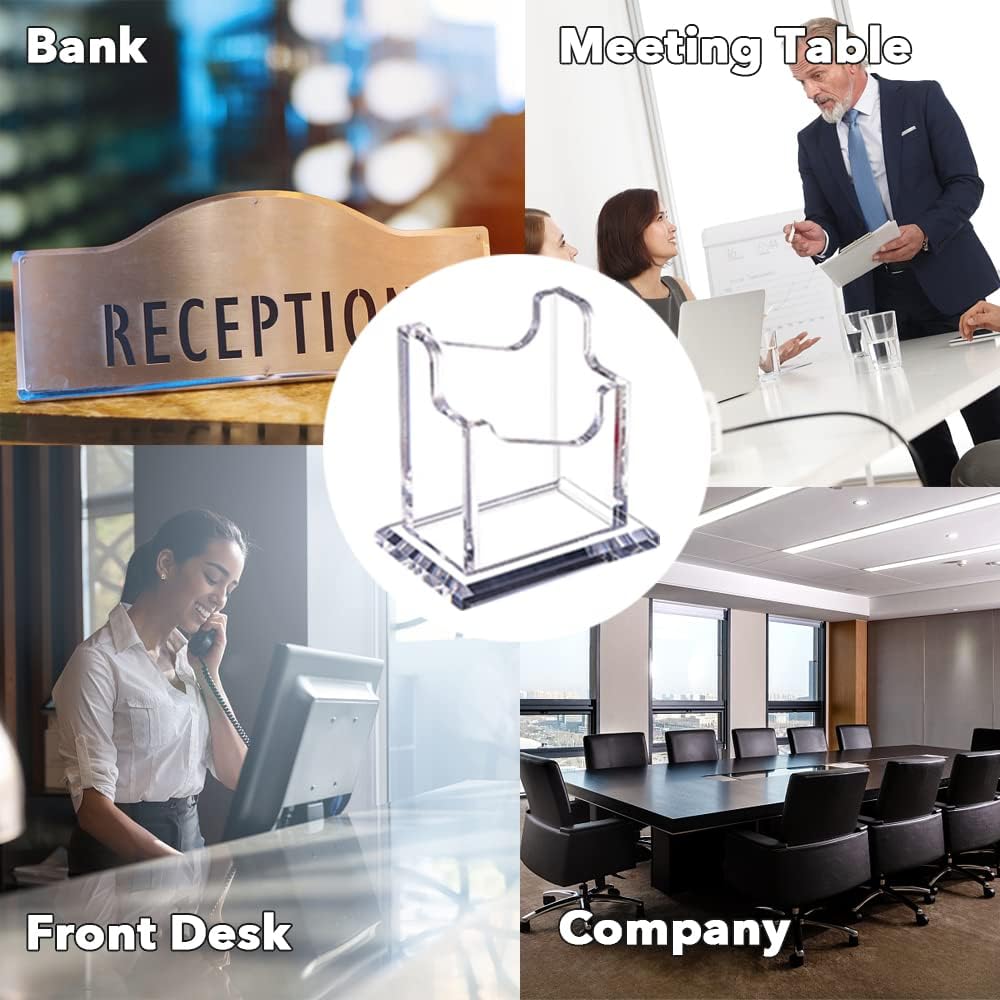 PARTSPOWER 4 Packs Acrylic Business Card Holders for Desk, Vertical Clear Business Name Card Display Stand, Desk Accessory Business Name Card Organizer (Vertical, 1-Slot)