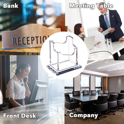 PARTSPOWER 4 Packs Acrylic Business Card Holders for Desk, Vertical Clear Business Name Card Display Stand, Desk Accessory Business Name Card Organizer (Vertical, 1-Slot)