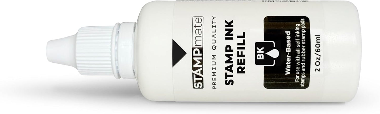 Premium Refill Ink for Self-Inking Stamps and Stamp Pads - 2 oz. Bottle (Black)