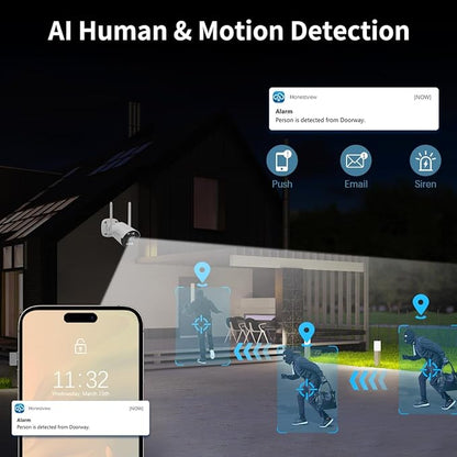 《130° Wide Angle & 2-Way Audio》Wireless Security Camera System Outdoor, WiFi Cameras Systems Video Surveillance DVR Kits