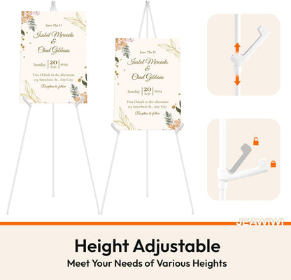 4PCS White Easel Stand for Wedding Sign Stand, 66 Inch Adjustable Metal Easels for Display, Portable Folding Easel for Wedding, Display Show, Arts, Poster with Portable Bags