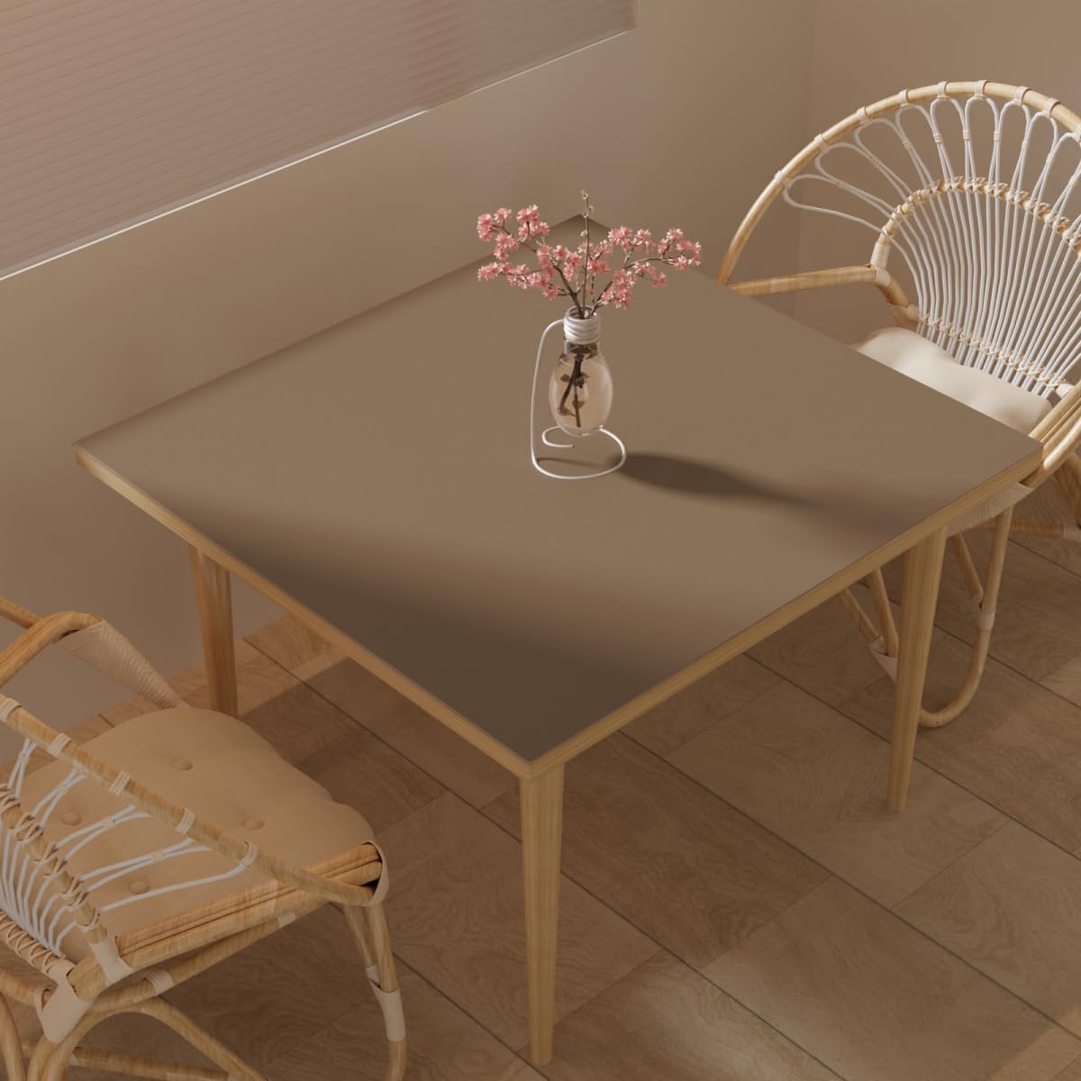 Table Protector for Dining Room Table - Can Be Used On Both Sides Waterproof and Easy to Clean Good Flatness Used for Dining Table(Mud Color+Champagne Gold 54x54)