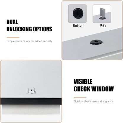 200-Sheet Wall-Mounted Paper Towel Dispenser, Fits Multi-Fold Towels up to 10x3.1 Inches, Perfect for Home & Business (Silver)