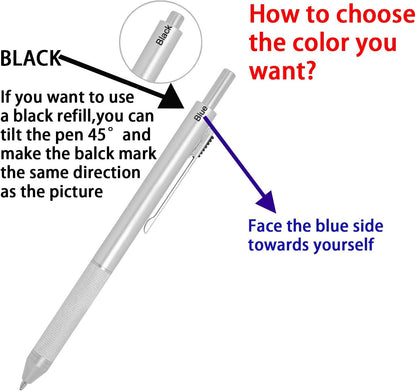 YOUMI Multicolor pen 4 in 1 Multifunction Pen with Metal Cased 0.5mm Mechanical Pencil Red Ballpoint Pen Blue BallpointPen and Black Ballpoint Pen Gift for Journaling (Red)