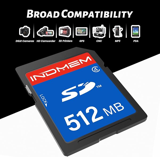 512MB SD Card (5 Pack), SDHC Flash Memory Cards UHS-I U1 Class 4 High-Speed Full HD Video Compatible with Digital Point-and-Shoot Cameras, HD Camcorders, DSLR and PC
