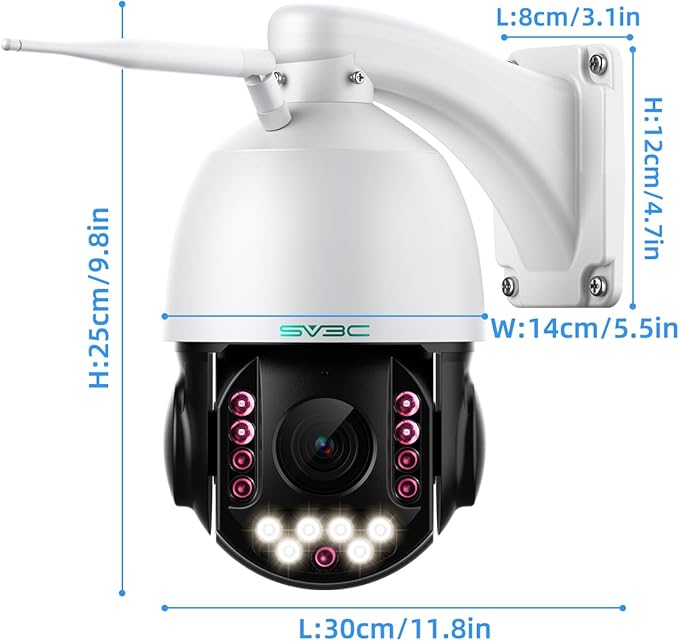 SV3C 4K 36X Zoom PTZ Camera Outdoor, 8MP Dual Band WiFi Security IP Cameras with Floodlight Color Night Vision, Humanoid Vehicle Detection, Auto Tracking,2-way Audio, ONVIF, RTSP,Cloud&SD Card Storage