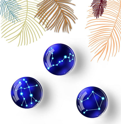 12Pcs Glass Strong Magnetic Refrigerator Magnet Fridge Sticker,Constellation Fridge Magnets Decoration for Crafts,Strong Fridge Magnets for Kitchen, School,Office Whiteboard, Cabinet and Dishwasher