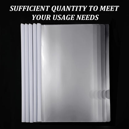 BBTO 100 Pcs Clear Report Covers with Sliding Bar for A4 Paper Resume Covers Presentation Folders File Document Binder for School Business, Letter Size 12 x 8.7 Inches(White)