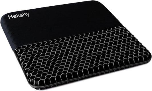 Gel Seat Cushion, Double Thick Egg Gel Cushion for Pressure Pain Relief, Breathable Wheelchair Cushion Chair Pads for Car Seat Office Chair (Black)